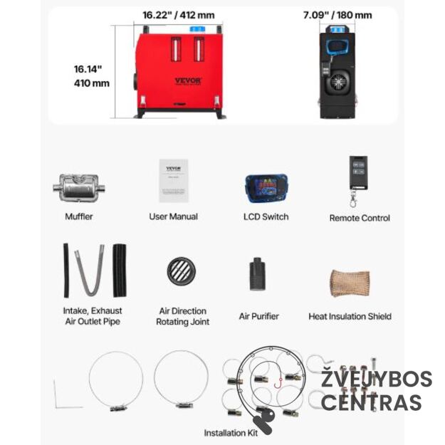 Autonominis Dyzelinis šildytuvas VEVOR 12-24V 5-8KW 1