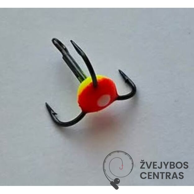 Trišakis kabliukas žiemai Nr. 10 – spalvotas (švytuoklėms ir blizgutėms)