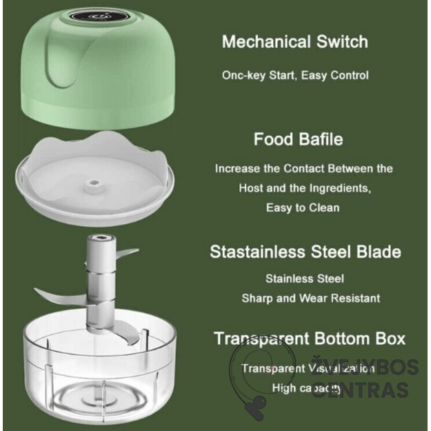 Elektrinis USB kraunamas masalų smulkintuvas (0,5 l)