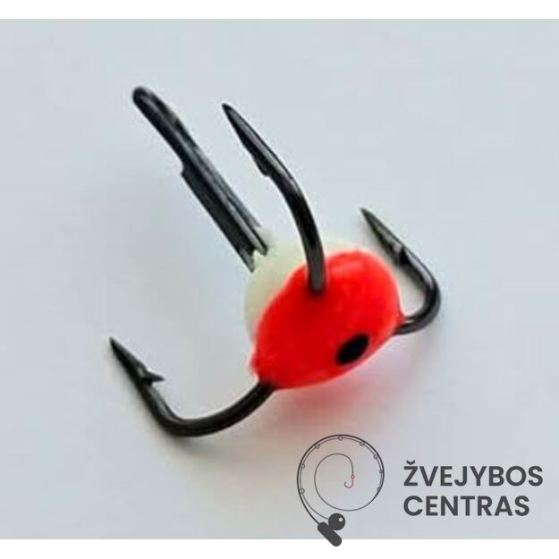 Trišakis kabliukas žiemai Nr. 8 – spalvotas (švytuoklėms ir blizgutėms)