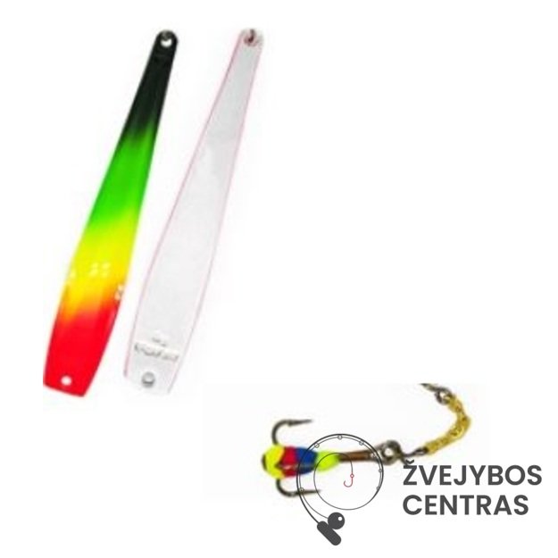 Žieminė blizgė Akara (70 mm, 8 g) su grandinėle ir spalvotu trišakiu