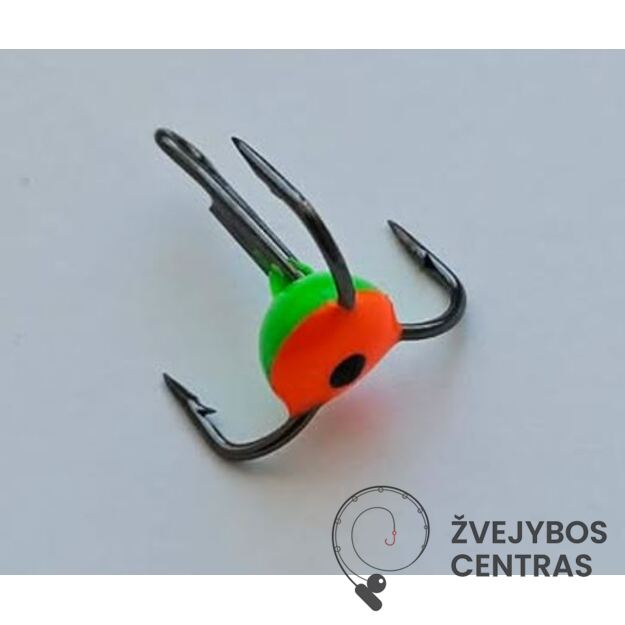 Trišakis kabliukas žiemai Nr. 8 – spalvotas (švytuoklėms ir blizgutėms)