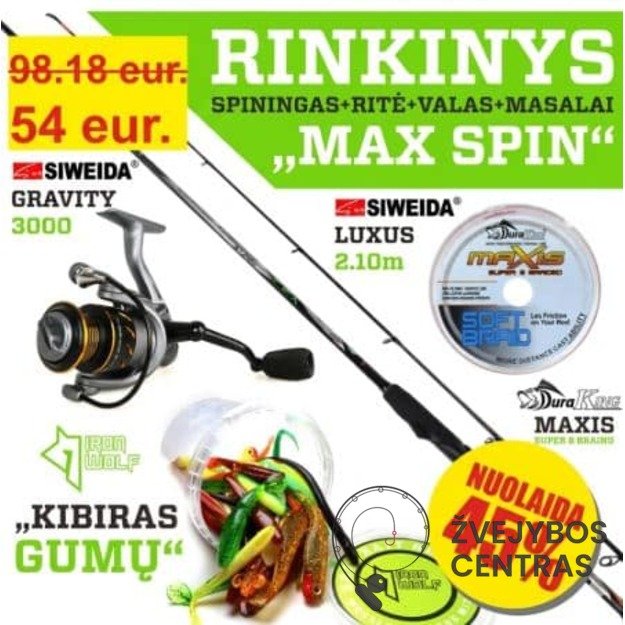 Žvejo mėgėjo rinkinys MAX SPIN (Su 45% nuolaida)