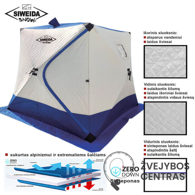 Pašiltinta 3 sluoksnių Siweida palapinė kubas 200x200x190