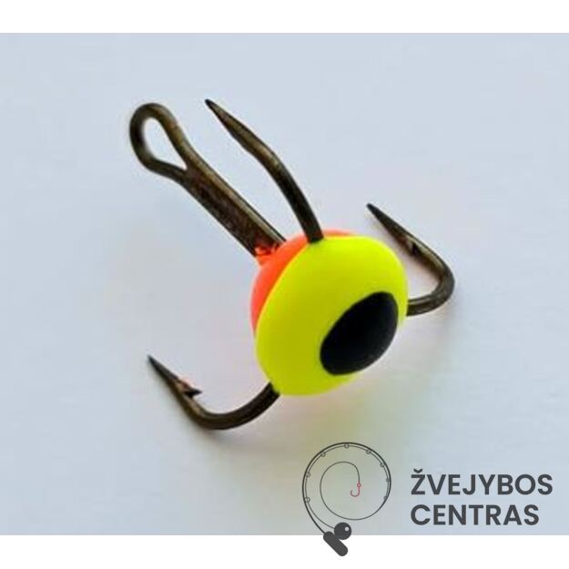 Trišakis kabliukas žiemai Nr. 8 – spalvotas (švytuoklėms ir blizgutėms)