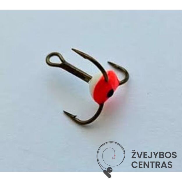 Trišakis kabliukas žiemai Nr. 10 – spalvotas (švytuoklėms ir blizgutėms)