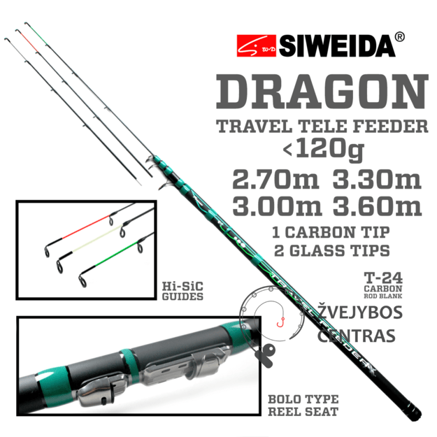 Dugninė Siweida DRAGON TRAVEL FEEDER/2,70m/3,00m/3,30m/3,60m/iki 120g