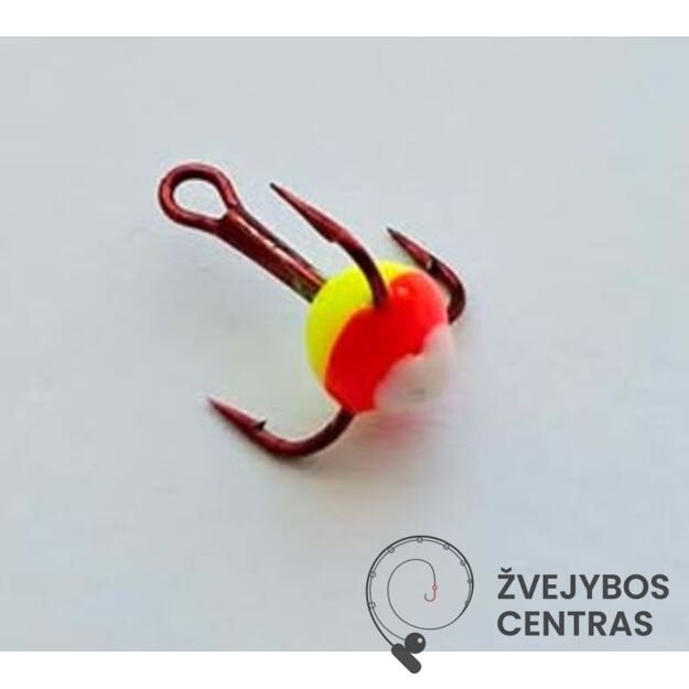 Trišakis kabliukas žiemai Nr. 16 – spalvotas (švytuoklėms ir blizgutėms)