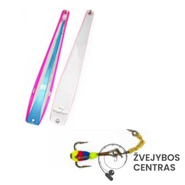 Žieminė blizgė Akara (70 mm, 8 g) su grandinėle ir spalvotu trišakiu