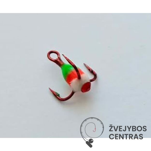 Trišakis kabliukas žiemai Nr. 16 – spalvotas (švytuoklėms ir blizgutėms)