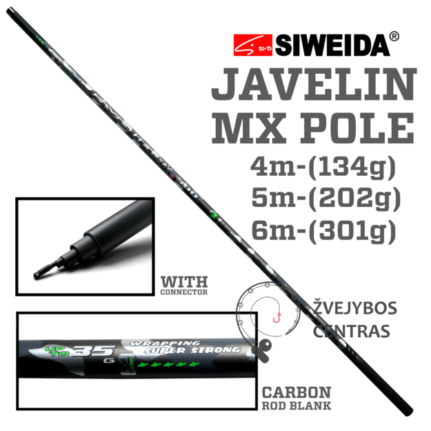 Meškerė Siweida JAVELIN MX POLE / 4 m; 5 m; 6 m / iki 35 g