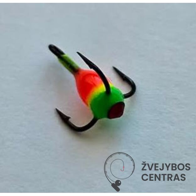 Trišakis kabliukas žiemai Nr. 16 – spalvotas (švytuoklėms ir blizgutėms)