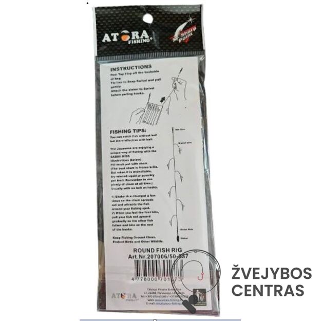 Atora Paruošta sistema plekšnėms kabliukas 6# 1