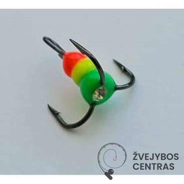 Trišakis kabliukas žiemai Nr. 12 – spalvotas (švytuoklėms ir blizgutėms)